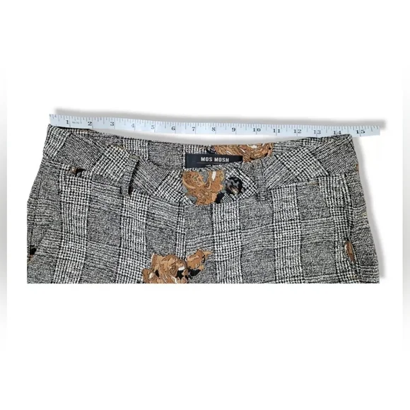 Mos Mosh Ivana shannon Checkered Pants Crop Dress Trousers Floral Appliqué 27 - Picture 10 of 12